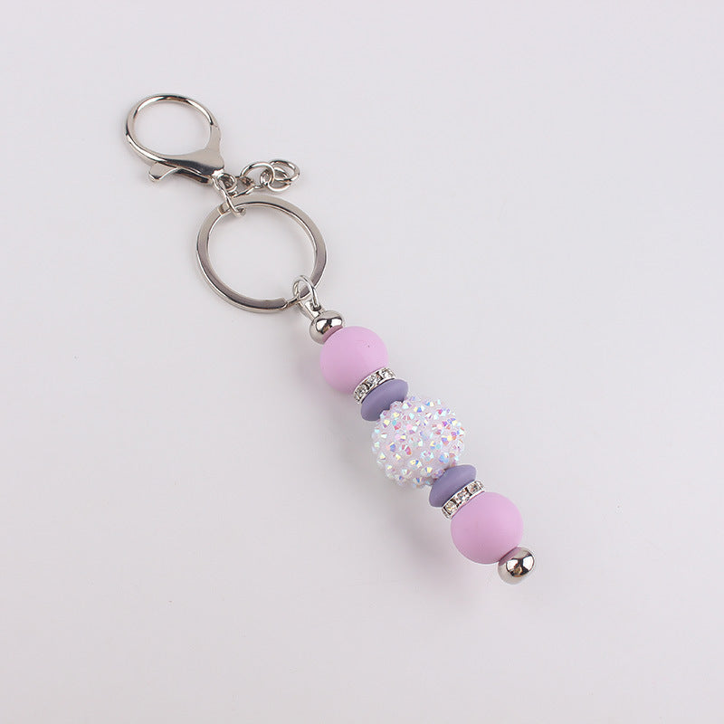 Wholesale bling beads silicone beads tassel keychain